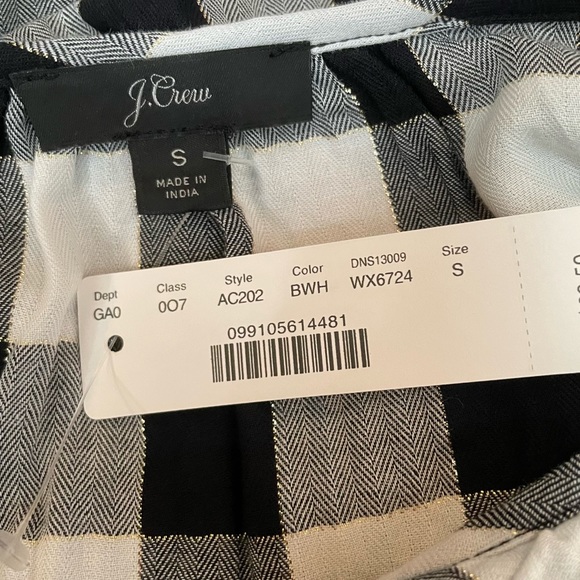 NWT J Crew Open Ruffle Plaid V Neck Blouse AC202 - Picture 5 of 7